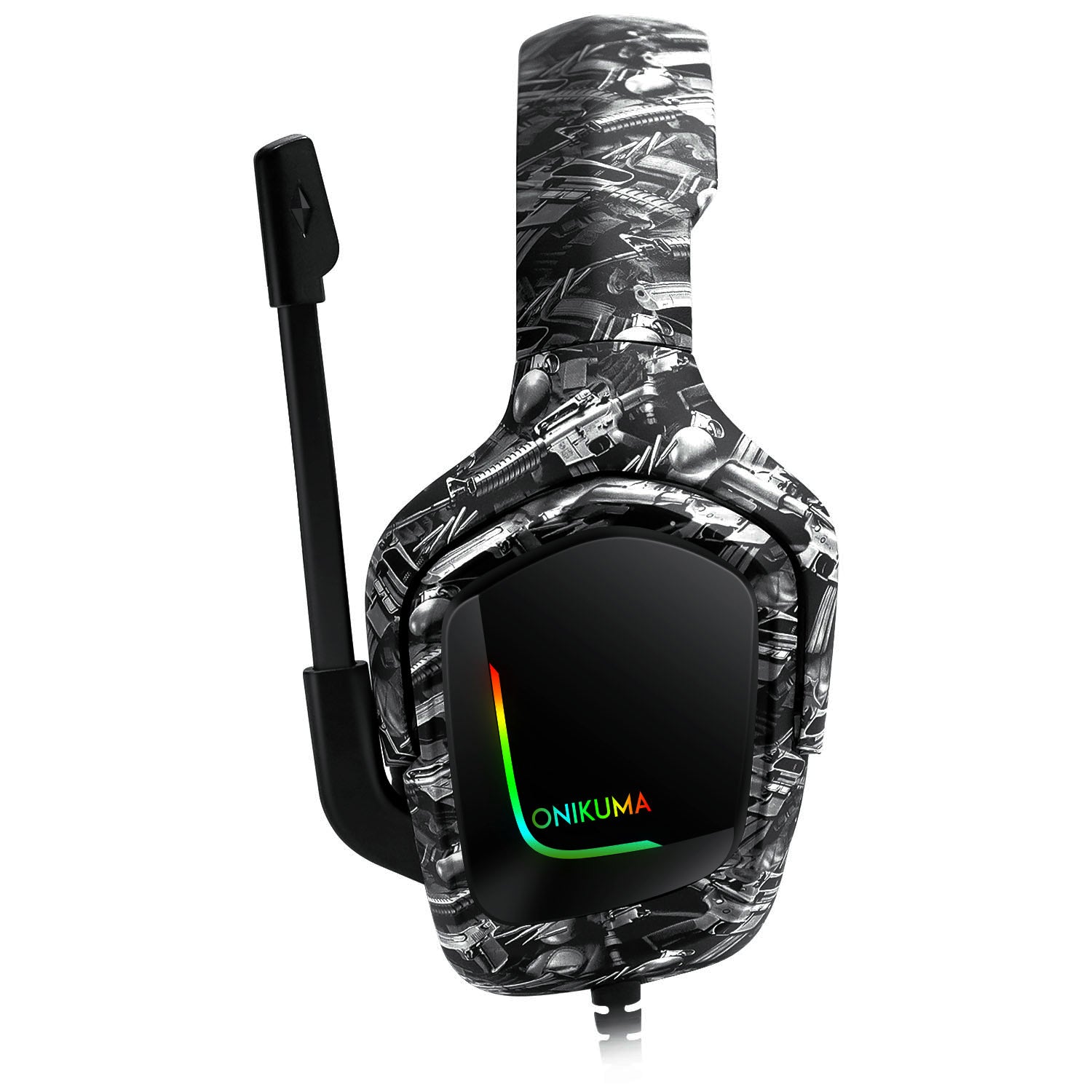 ONIKUMA K20 Camouflage Gaming Headset PS4 hovedtelefoner med mikrofon/led lys mørkegrå ONIKUMA K20 Camouflage Gaming Headset PS4 hovedtelefoner med mikrofon/led lys mørkegrå
